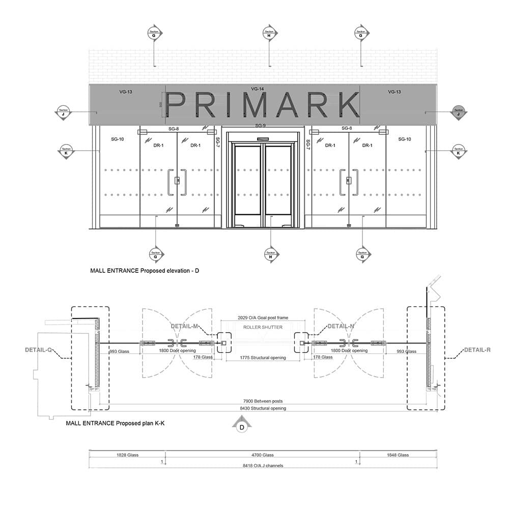 Primark Technical Drawing of Shopfront